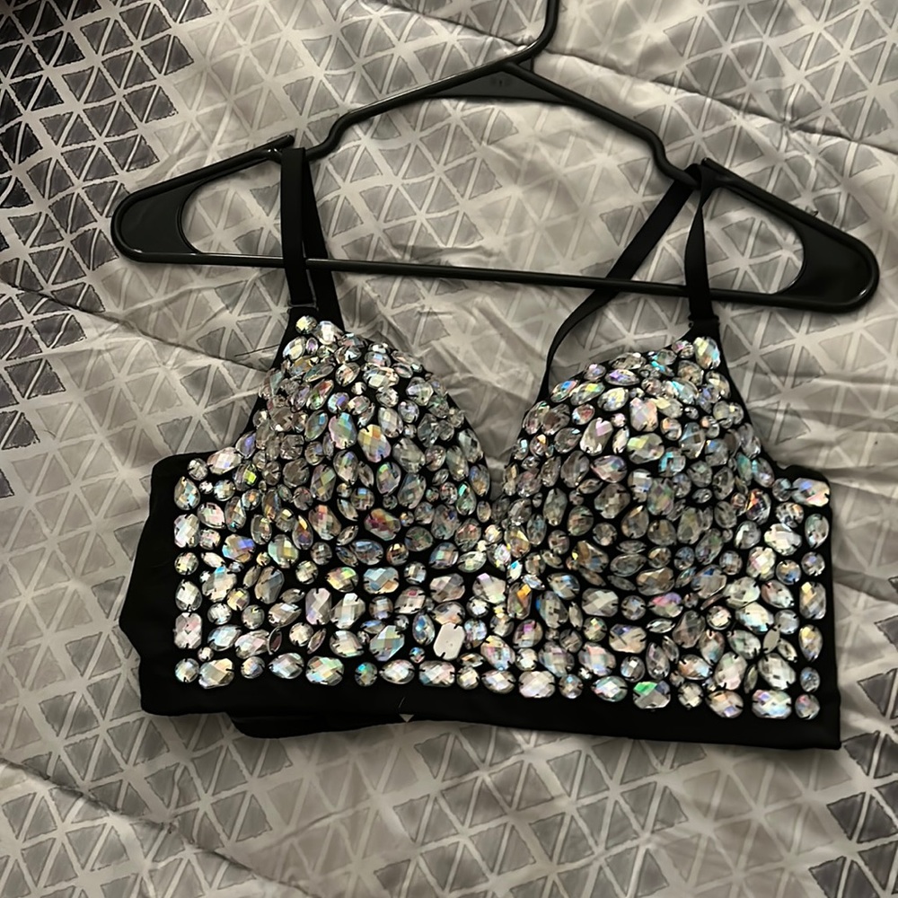 Medium to large sequin bustier, bra, crop